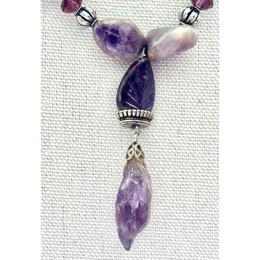 Necklace Amethyst Gemstone Purple Silver Lobster Clasp New with Tags